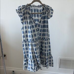 Veronica Beard Blue and White Tie-Dye Mini Dress